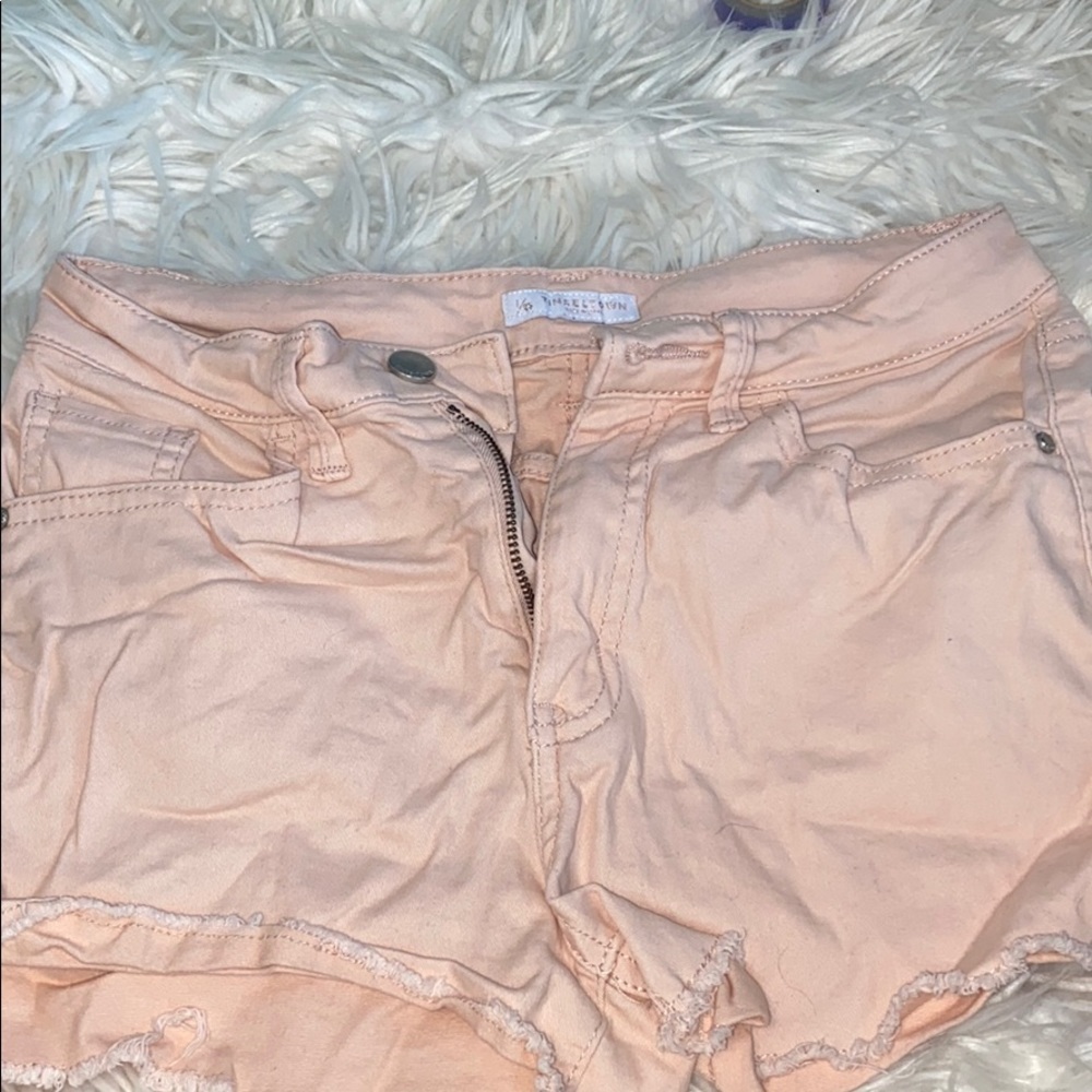 Soft baby pink denim shorts